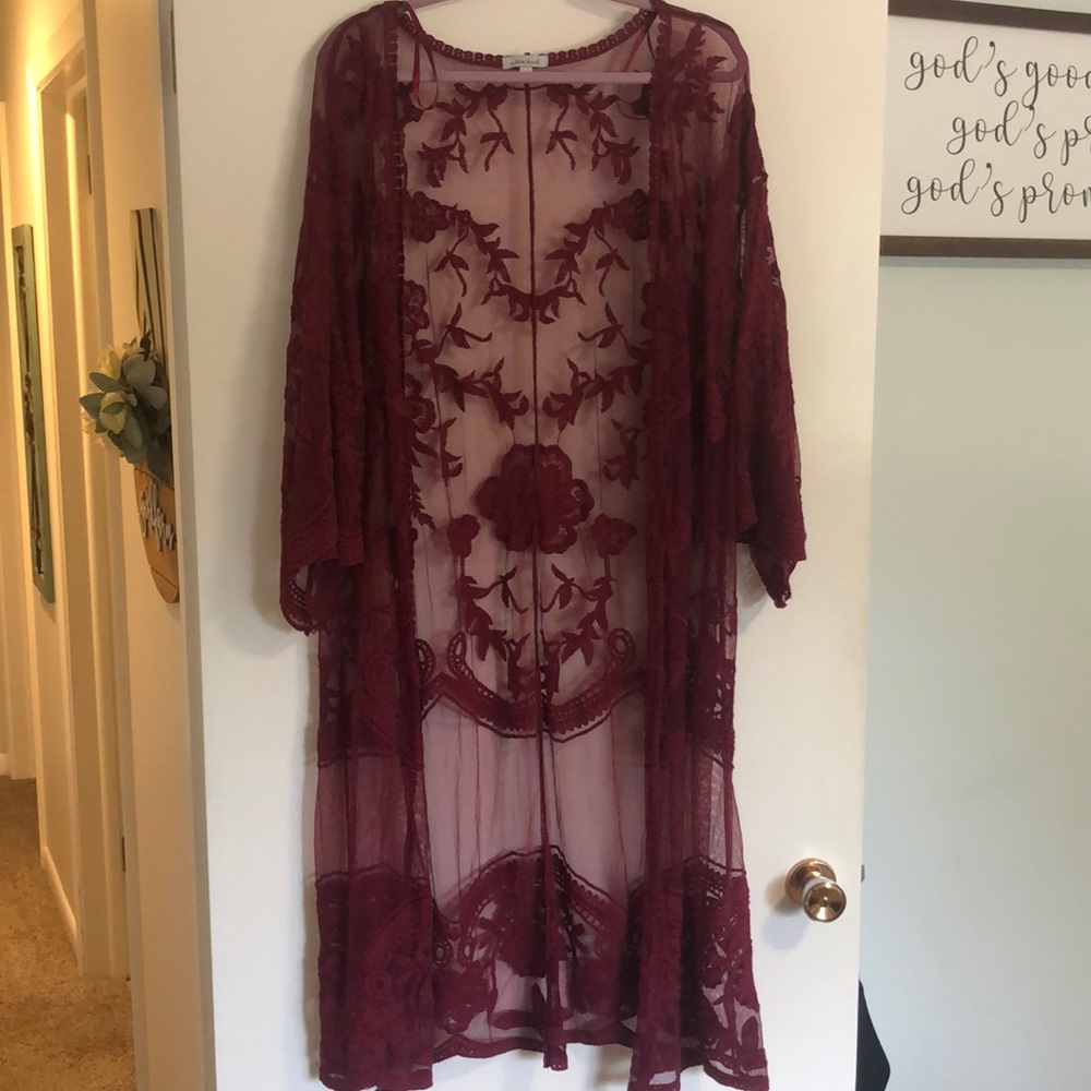 Lace kimono - wine color